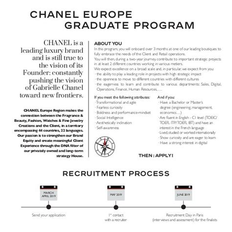 chanel europe graduate programme|Chanel advisor jobs.